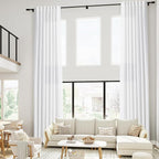 Nanspring Linen White Curtains 2 Panels Set Back Tab Light Filtering Semi Sheer - Image 7