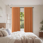 Guken Orange 100% Blackout Linen Curtains 96 Inch Length 2 Panels Set - Image 9
