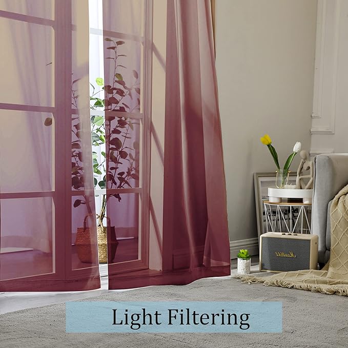 OWENIE Sheer Curtains, Sheer Curtains 84 inch Length 2 Panels Set, Rod Pocket - Image 2