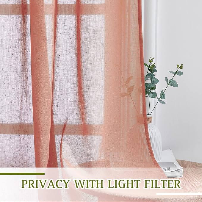 NICETOWN Open Linen Weave Linen Burlap Window Curtains, 72 inches Medium Long - Image 5