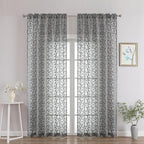 Chyhomenyc Charcoal Grey Sheer Curtains 90 Inch Length 2 Panels Set, Light by Chyhomenyc