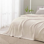 BEDELITE Fleece Blankets Queen Size Beige Throw Blankets by BEDELITE