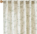 Lazzzy Linen Farmhouse Curtains Green Floral Curtains 63 Inch Length Back Tab by Lazzzy