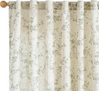 Lazzzy Farmhouse Linen Curtains Extra Long Green Floral Curtains 108 Inch by Lazzzy