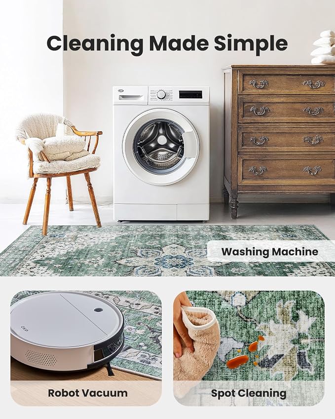 AMADA HOMEFURNISHING 2x5 Washable Runner Rug, Low-Profile Kitchen Rugs - Image 5