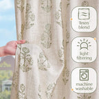 jinchan Linen Floral Curtains for Living Room 84 Inch Length Green Flower - Image 4