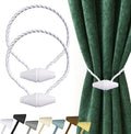 Hion Magnetic Curtain Tiebacks White 2pcs, Curtain Tiebacks Buckles Holdbacks by Hion