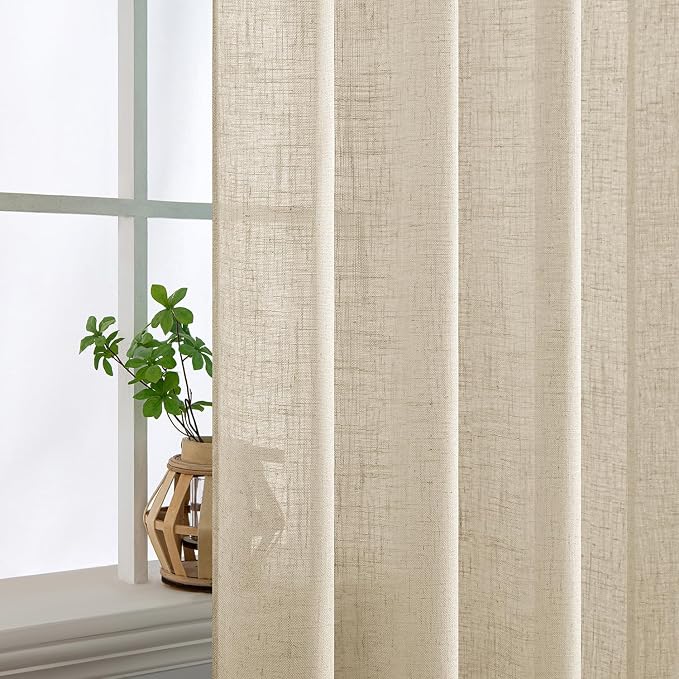 MIULEE Short Linen Curtains 45 Inch Length 2 Panels - Image 5