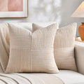 Fancy Homi 2 Packs Tan Decorative Throw Pillow Covers 22x22 Inch by Fancy+Homi