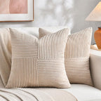 Fancy Homi 2 Packs Tan Decorative Throw Pillow Covers 22x22 Inch by Fancy+Homi