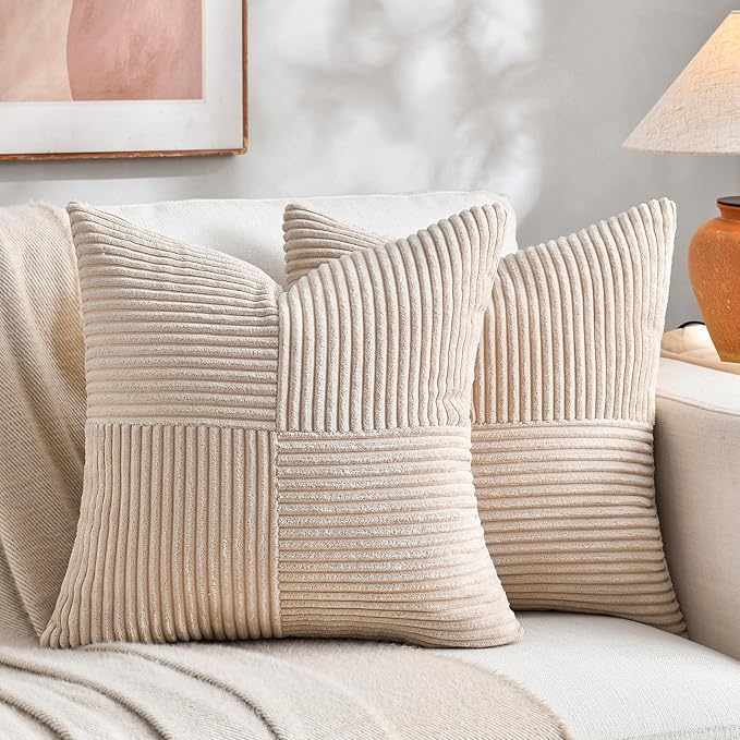 Fancy Homi 2 Packs Tan Samll Decorative Throw Pillow Covers 12x12 Inch by Fancy+Homi