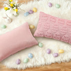 decorUhome Easter Pink Egg Pillow Covers 12x20 Inch Set of 2, Soft Plush Faux - Image 5