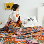 MSGKV Boho Throw Blanket 90''x98'' 100% Cotton Spring Blanket - Image 6