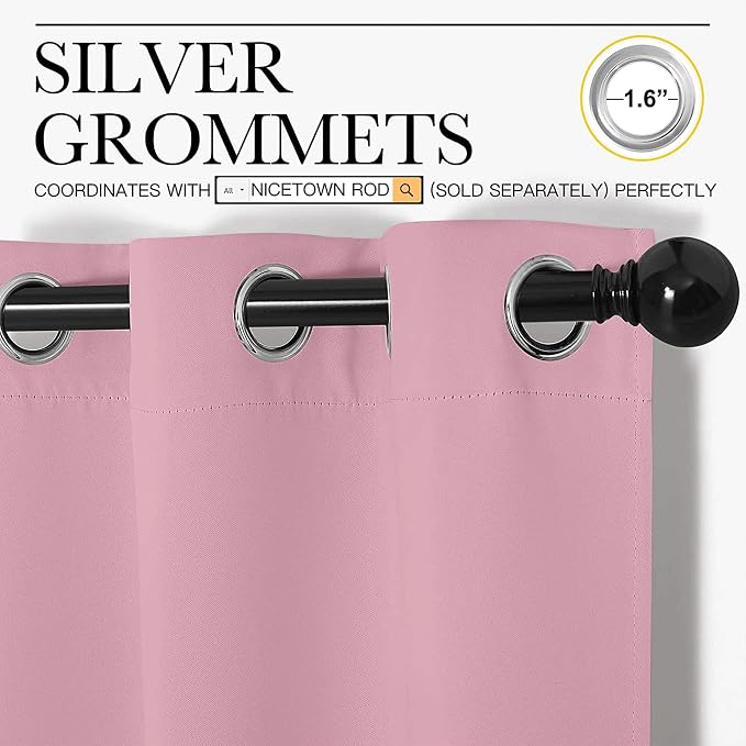 NICETOWN Bedroom Curtains Blackout Drapery Panels, 2 Panels, 70 x 108 inches - Image 2