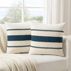 Fancy Homi Set of 1 Boho Teal Decorative Throw Pillow Cover 18x18 Inch - Image 2