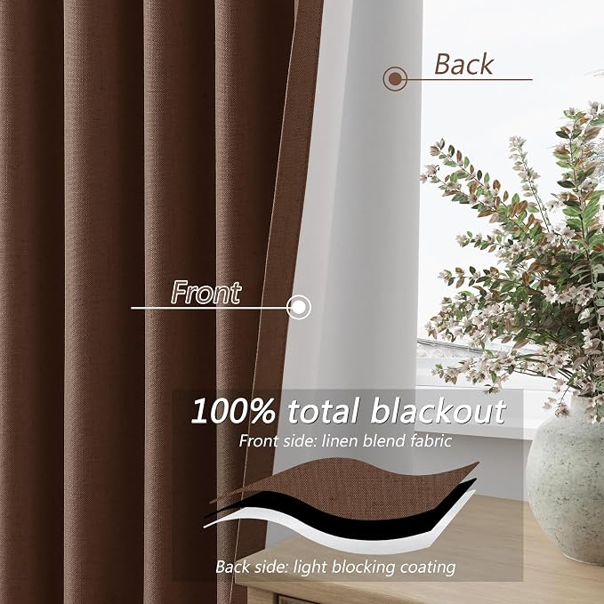 Guken 100% Blackout Curtains 96 Inch Length 2 Panels Set - Image 4