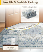 RELEANY Area Rugs Square 10ft Washable Non-Slip, Floral Vintage Distress Print - Image 4