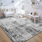 Living Room Rug 6x9 Gray Area Rug Machine Washable Boho Carpet Non Slip - Image 3