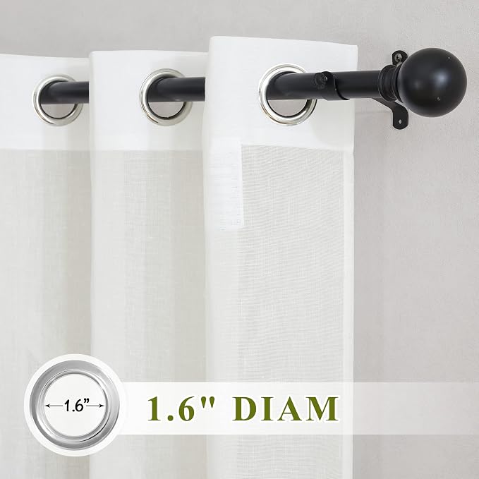 NICETOWN Linen Curtains for Bedroom 63 inch Long, Grommet Semitransparent Flax - Image 3