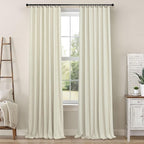 Primitive Curtain 108 Inch Long 2 Panels Burg Linen Textured 9 ft Floor Length - Image 9