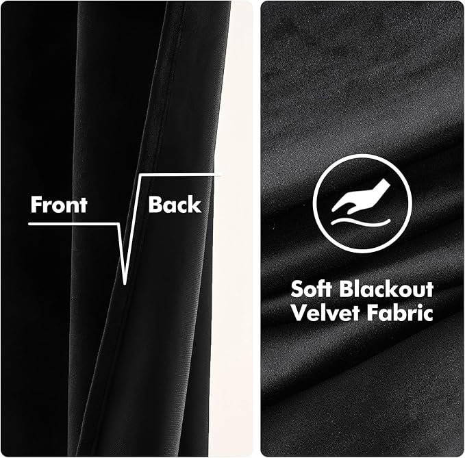 MIULEE Black Velvet Curtains 84 Inches Long Halloween Room Darkening Blackout - Image 3