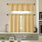OVZME Valance for Windows, Light Filtering Faux Linen Textured Small Short - Image 8