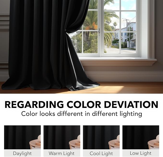 Deconovo Blackout Curtains, Thermal Insulated, W70 x L84 2 Panels, Back Tab - Image 6