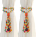 Magnetic Curtain Tiebacks, 2 Pack Colorful Agate Tassel Curtain Drapery by PEDOBO