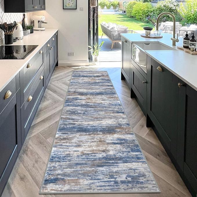 KOZYFLY Modern Abstract Washable Rug Runner 2.6x10 Hallway Rug Runner Non-Slip - Image 3