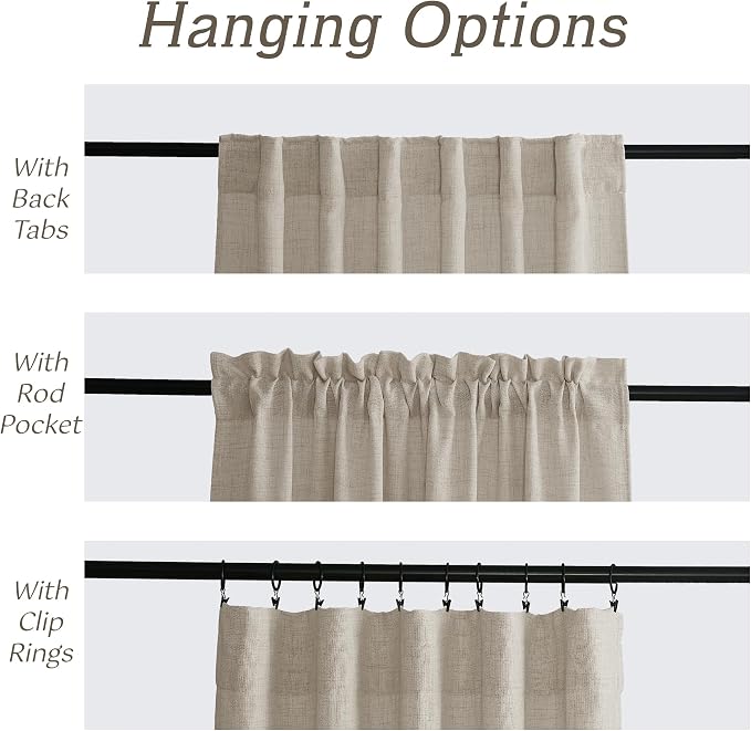 RYB HOME Natural Beige Linen Sheer Curtains 84 inches Long - Image 5