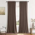 Guken Mocha Mousse 100% Blackout Linen Curtains 96 Inch Length 2 Panels Set by Guken