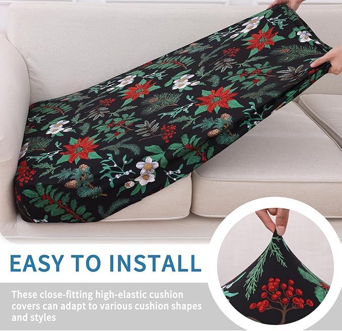 hyha Printed Couch Cushion Covers, Floral Sofa Covers Washable - Image 4