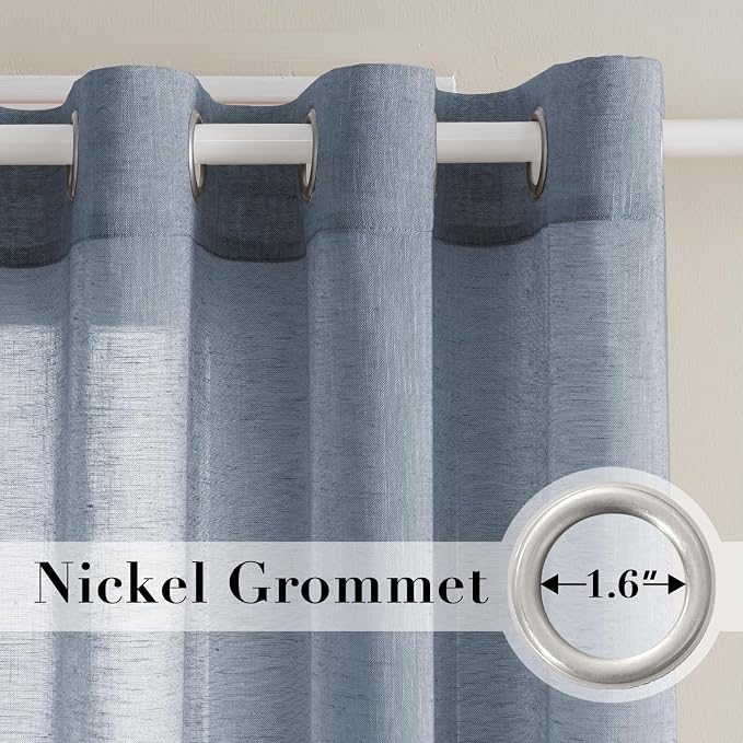 H.VERSAILTEX Linen Curtain Panel Flax Linen Blended Curtain Pair Extra Long - Image 2