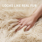 Beige Fluffy Rug for Bedroom, Soft Shag Rug for Sofa Couch Cushion, Cozy Shaggy - Image 4