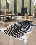 Zebra Print Rug for Living Room, Faux Fur Zebra Hide 5.2x7 Feet Animal Skin Rug by WARMHAVEN