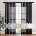 NICETOWN Black Sheer Curtains 84 inches Long, Grommet Semi Sheer Linen Drapes by NICETOWN