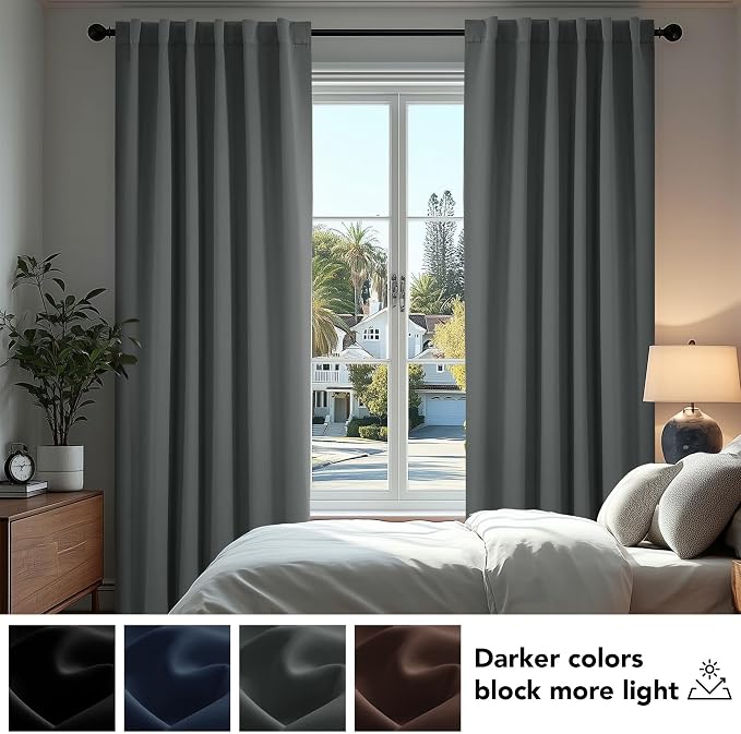 Deconovo Blackout Curtains, Thermal Insulated, W70 x L84 2 Panels, Back Tab - Image 4