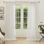 MYSKY HOME Linen Curtains for Sliding Glass Door, Back Tab Semi Sheer Curtain - Image 2