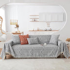 HANDONTIME Bohemian Grey and White Couch Cover by HANDONTIME