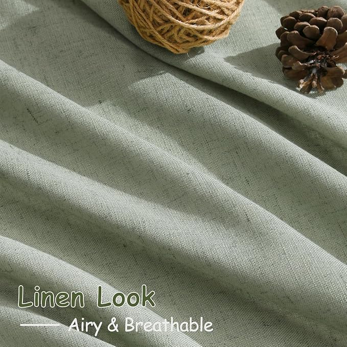 Desert Sage Linen Curtains for Living Room 126 Inches Long Light Filtering Semi - Image 4