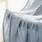 MIULEE Chambray Blue Linen Curtains 54 Inch Length 2 Panels - Image 6