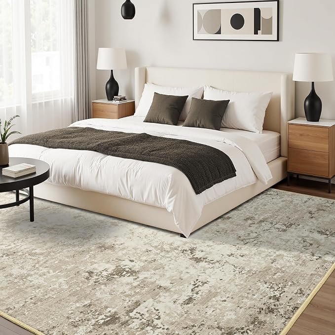 Toneed Abstract Area Rug 7x10 Modern Washable Rug Soft Non Slip Rug Low Pile - Image 3