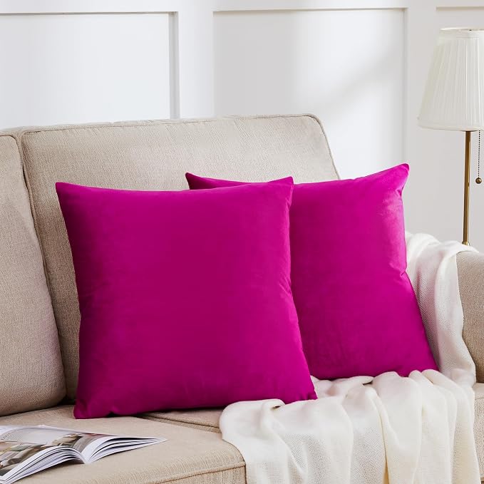 GIGIZAZA Hot Pink Pillow Covers 16x16 Throw Pillows Velvet Decorative Sofa - Image 9