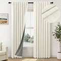 Bedroom Blackout Curtains 68 Inch Length 2 Panel Set Natural Linen Textured by Pitalk