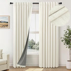 Bedroom Blackout Curtains 68 Inch Length 2 Panel Set Natural Linen Textured by Pitalk