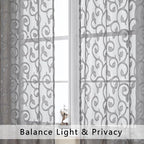 OWENIE Furman Sheer White Curtains 45 Inch Length 2 Panels Set - Image 3