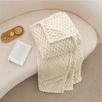 BEDELITE Fleece Blanket Twin for Bed Couch, 3D Jacquard Decorative Cream Throw - Image 8