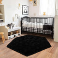 4x4.6 Feet Black Hexagon Rugs for Bedroom, Ultra Soft Fluffy Hexagon Area Rug by Quntue