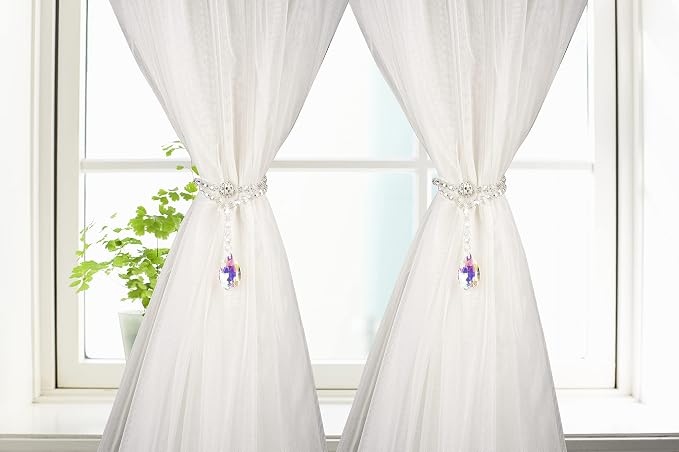 SUQ I OME 2 Pack of Luxury Crystal Beaded Magnetic Curtain Tieback and Holdback - Image 5