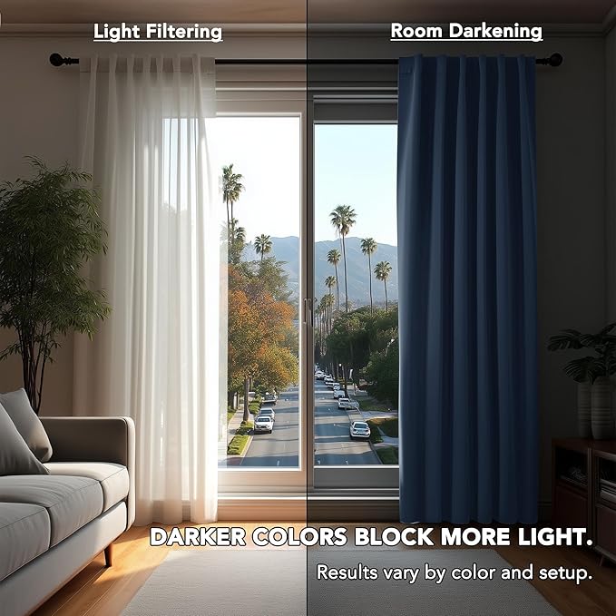 Deconovo Blackout Curtains, Thermal Insulated, W42 x L72 2 Panels, Back Tab - Image 3